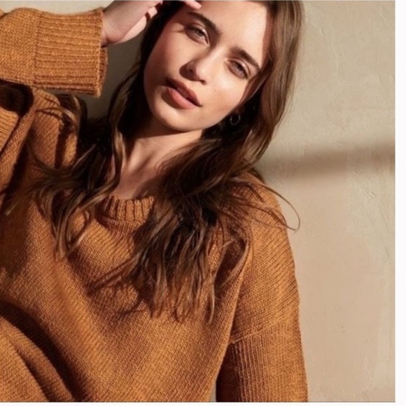 Jenni Kayne Cotton Linen Boyfriend Fisherman Amber Brown Sweater – XS - Picture 2 of 6